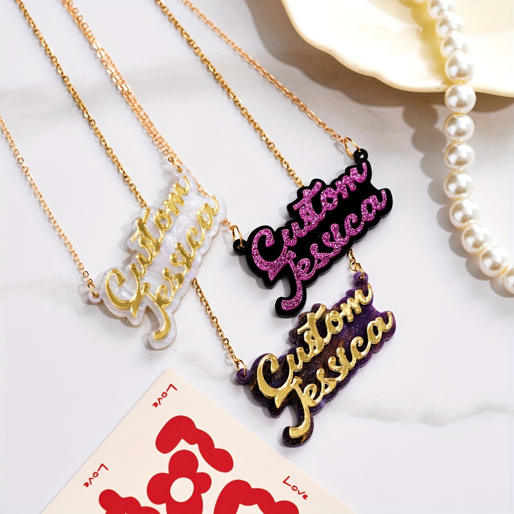 Personalized double-layer acry - Name Necklace Custom review and price