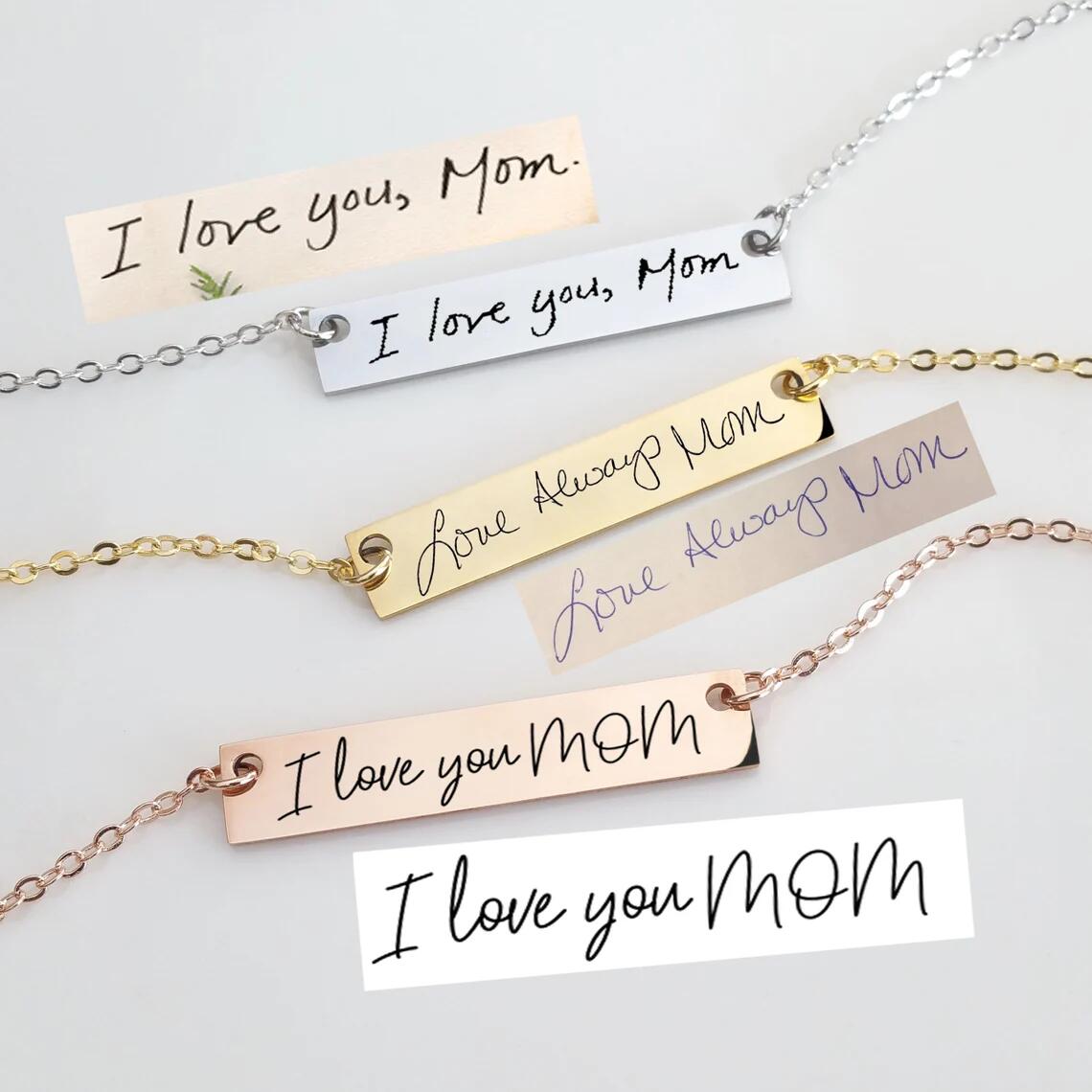 Actual Handwriting Bar Necklac - Handwriting Necklace Bar review and price
